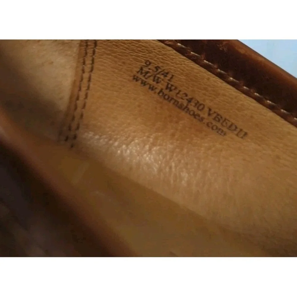 Born Nance 9.5‎ Women's Cognac Brown Penny loafer Tassled Heel Leather Western